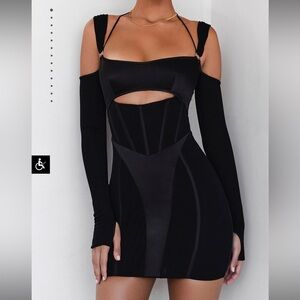 'MON AMOUR'
Black Mesh Cutout Mini Dress
